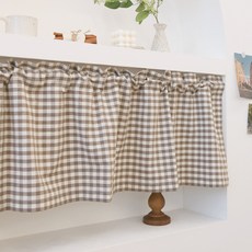 FORHOME 手工粉彩格紋短窗簾, Brown