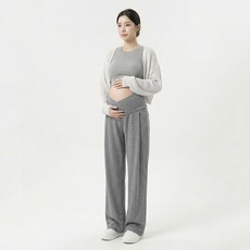 Hue Day 孕婦交叉高腰鬆緊帶褲