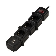 테트리스 고용량 디자인 절전 USB 멀티탭 3구, 50cm, 블랙 + 블랙, 1개