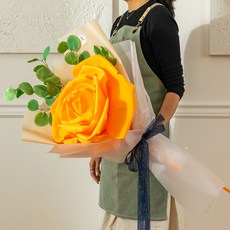 아스파시아 조화 로즈 자이언트 꽃다발 + 폴리안 가지 + Thank you 카드엽서 세트, 탠저린 오렌지(꽃다발), 1개