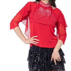 肩翼掛脖T恤 LDT23500, 紅色