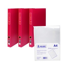 MiDAS Hyunpoong Frontier D 環活頁夾 2cm 3p + L Holder 10p, 紅色的, 1套