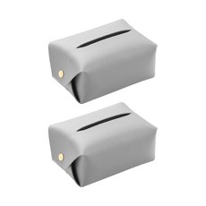 Market A 彩色皮革面紙盒 2入, 灰色