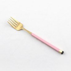 보겐 스퀘어 투톤 커트러리 디저트포크, 핑크 + 골드, 1개