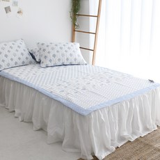 잇츠룸 시원한 냉감 쿨 매트 고정 밴딩 침대 패드 트리, 블루