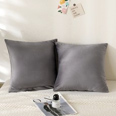 소하임 라플란 극세사 소파쿠션 솜 2p + 커버 2p 세트, 챠콜그레이