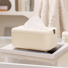 Makuwaku 居家咖啡廳氛圍方形面紙盒 精美喬遷禮物 MHJ067, 象牙白, 1個