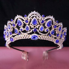 LUNAGLAM 水晶花卉系列皇冠 WC924, 金藍色, 1個