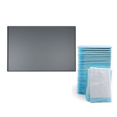 寵物用矽膠盤+尿墊 30入, 1組, 灰色(寵物尿墊)