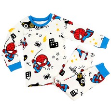 Maykids 童款30支彈力棉Q版蜘蛛人印花衣褲套裝