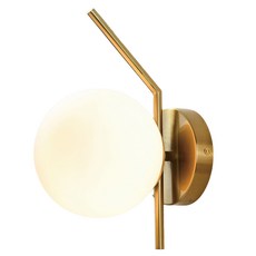 Honey Comb 銅本金奶白圓球壁燈(BL51974) 臥室壁燈 走廊壁燈 奶白燈罩 銅製燈體, 1入