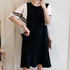 荷葉襬撞色蝙蝠袖修身孕婦裝