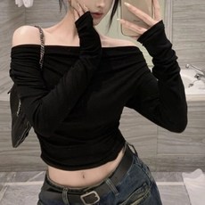 PEONIST 女款露肩緊身長袖T恤