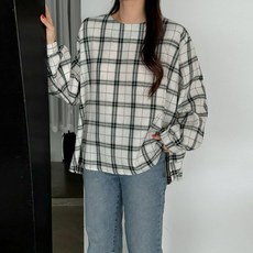 보리맘 빅사이즈 체크 링컬 포인트 주름 임부복 블라우스 a969