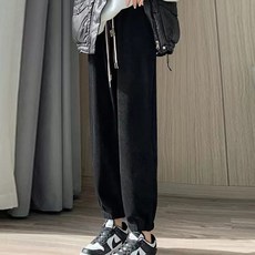 Goodif 女款舒適羅紋束口鬆緊長褲