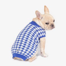 RealPet 千鳥格紋針織狗狗服飾, 寶藍色