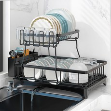 American Road 塔型鐵製瀝水碗盤架 RK1979, 2層, 黑色