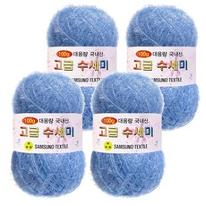 Yarna 100g 大容量高級菜瓜布編織線 4入 + A款印刷圖案 8種組合, 110 天空藍, 1套