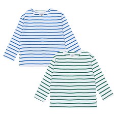 Rainbow Kids 兒童彩色條紋船型領T恤2件組