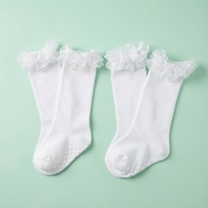 SOMNIUMBEBE 嬰幼兒 Bloom 荷葉邊蕾絲週歲派對及膝襪 2雙