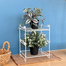 積木花盆整理架 S 2入, 白色, 2層