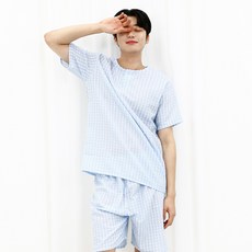 cielstory 男士夏季涼感泡泡紗短袖睡衣上下套裝