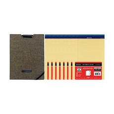 OXFORD Legal橫線筆記本 50張 B5 8p + 附筆夾鎖扣文件夾套組, 1套, 黃色(筆記本), 隨機出貨(文件夾)