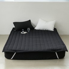 믹스앤매치 데일리 시어서커 고정밴딩 침대패드, 블랙