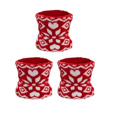 INCONTRO 保暖輕薄緹花多功能圍脖 3件組, 紅色, 3個