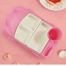 사라사 유아 자동차 분리 식판+컵, 핑크자동차, 1개, 단품