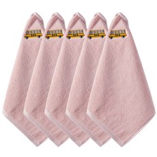 30支棉交通工具刺繡掛耳毛巾, 5個, 粉紅色校車