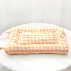 PASTEL PET 寵物提把格紋坐墊, 橘色, 1個