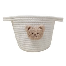 All High 繩編刺繡熊籃, 02 白色奶茶熊, 1個