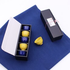 月鹽韓國產陶瓷螺殼酒杯 藍色 3入+檸檬 2入組, 1套, 藍色酒杯 3p + 檸檬 2p