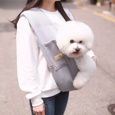 AMYLOVESPET 狗貓空氣網狀吊帶包, 藍灰色
