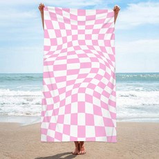 unhave 度假沙灘巾 70 x 150 cm, 26 粉紅格紋, 1個