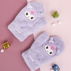 女童酷洛米溫暖毛絨連指手套 90306