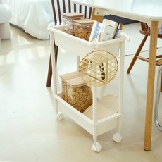 보노하우스 국내 제조 올데이 슬림 이동식 트롤리 2단, 크림, 1개