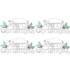 PARTYHAE 聖誕快樂 浮雕文字裝飾 40cm, 銀色, 4個