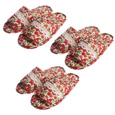 KS Mall 雙層軟墊棉質室內拖鞋 女款 MF 182, 櫻桃, 3個