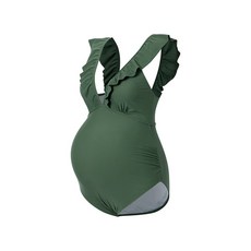 V領荷葉邊孕婦連身泳裝