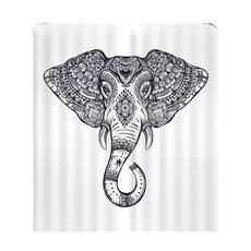 엘리펀트 라인 일러스트 샤워커튼 A_RD_284, 1개, 멀티(혼합)컬러