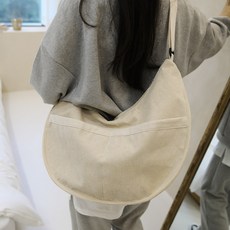 FROM HEAVEN 燈芯絨半月斜背包 H790, 象牙