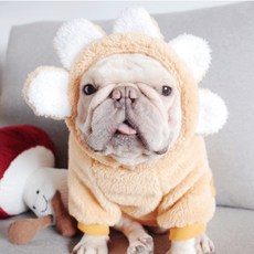 寵物狗狗花開了人造羊毛連帽T, 黃色