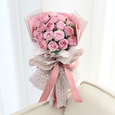 Garden in the City 人造花 優雅玫瑰花束 + 提袋, 藕紫色, 1個