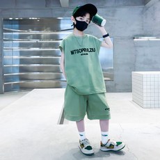 Starbean 男童字母簡約夏季上衣褲子套裝