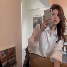 피어니스트 여성용 가벼운 긴팔 루즈핏 패션 셔츠