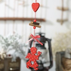 Selene 紅色圓點木製聖誕樹天使裝飾 3入, 混合色, 3個