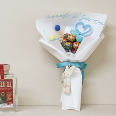 ASPASIA Toto Bunny 鑰匙圈 Chupa Chups 毛根花束, 藍色