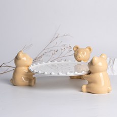 小熊蛋糕架底座 水滴2號 + 小熊3入組, 1套, 黃色